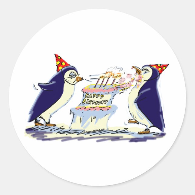 PeNgUiN BiRtHdAy Classic Round Sticker (Front)