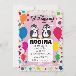Penguin Birthday Invitation | Boys & Girls Winter