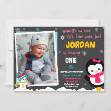 Penguin birthday invitation Penguin invitation