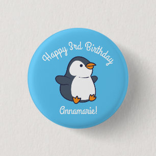 Penguin Birthday Party 3 Cm Round Badge