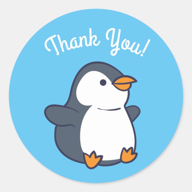 Penguin Birthday Party Classic Round Sticker (Front)