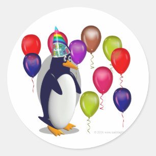 Penguin Birthday Party Classic Round Sticker