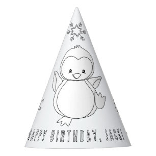 Penguin Birthday Party - Colour Your Own Party Hat