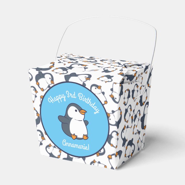 Penguin Birthday Party Favour Box (Front Side)