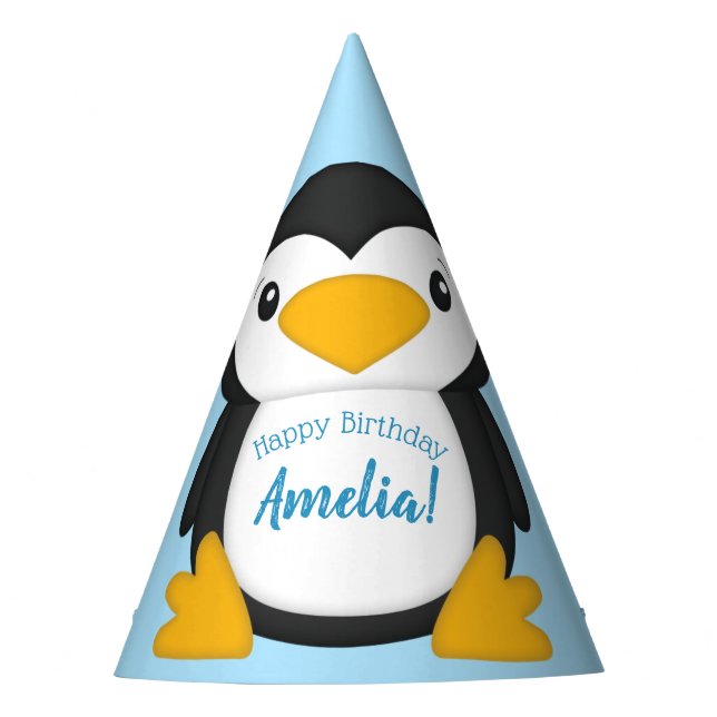 Penguin Birthday Party Party Hat (Front)
