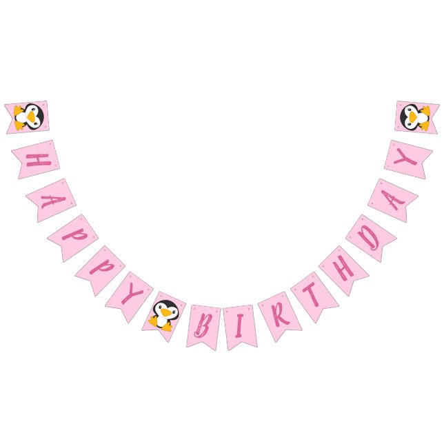 Penguin Birthday Party Pink Bunting (All)