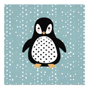 Penguin Blue Dots Photo Enlargement