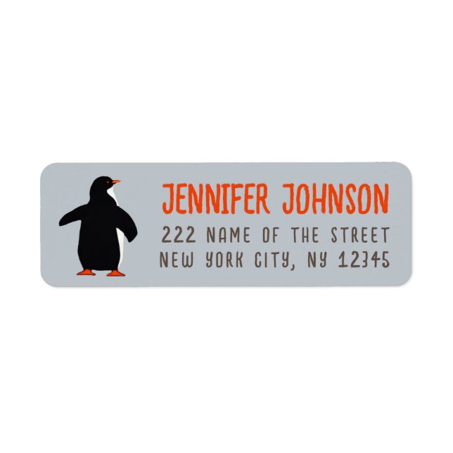 Penguin Blue Winter Return Address Label (Front)