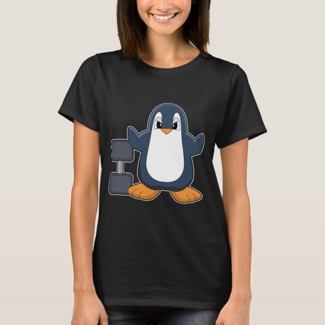 Penguin Bodybuilding Dumbbell T-Shirt (Front)