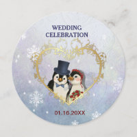 Penguin Bride and Groom Wedding - Circle