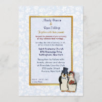 Penguin Bride and Groom Wedding Invitation