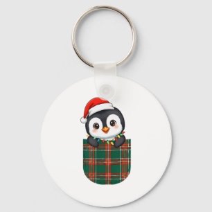 Penguin Buffalo Plaid Green Red White Pocket Chris Key Ring