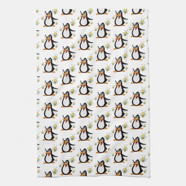 Penguin Bumblebee Kitchen Hand Towel (Vertical)