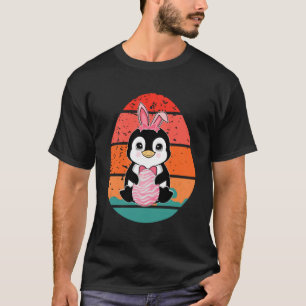 penguin Bunny Happy Easter Eggs Retro Men Women Ki T-Shirt