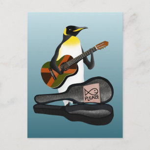 Penguin Busking Postcard