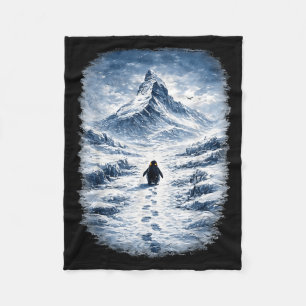 Penguin but why head towards the mountains penguin fleece blanket