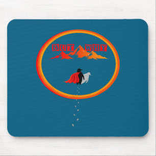 Penguin but why head towards the mountains penguin mouse pad