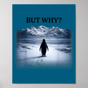 Penguin but why head towards the mountains penguin poster