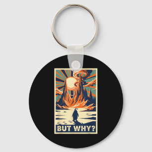 Penguin but why meme head towards the mountains key ring