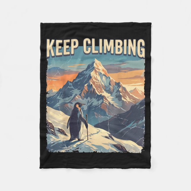 Penguin but why meme mountain climbing  fleece blanket (Front)