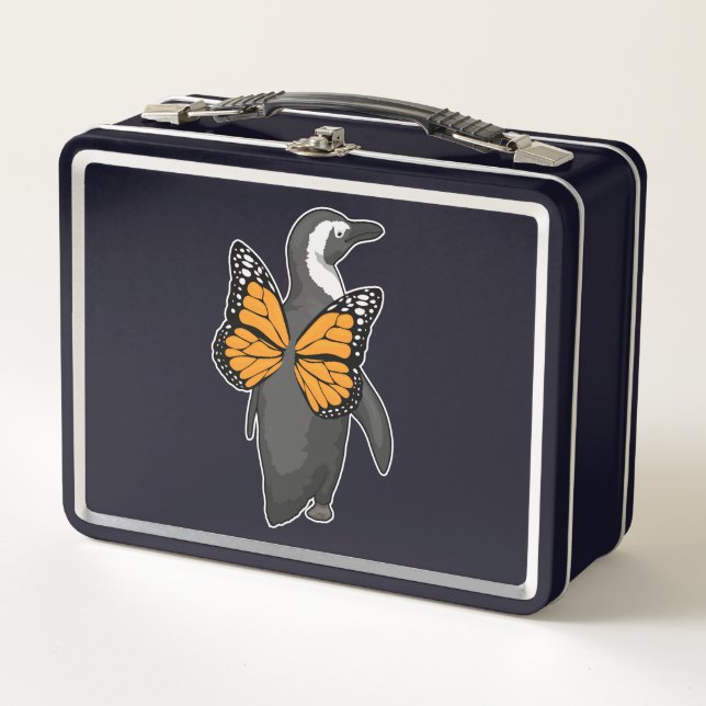 Penguin Butterfly wings Metal Lunch Box (Front)