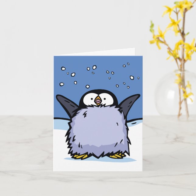 Penguin Chick Happy Greeting Card (Yellow Flower)
