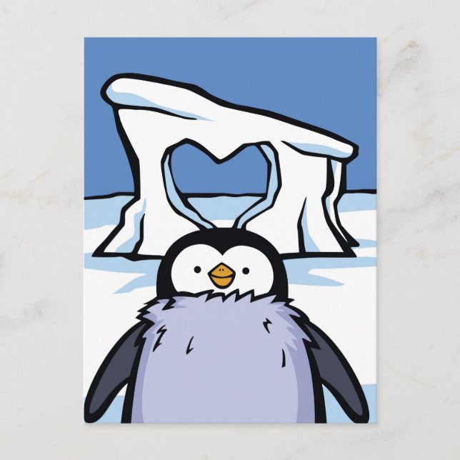 Penguin Chick Heart Post Card (Front)