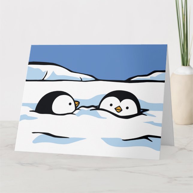 Penguin Chick Snow Deep Greeting Card (Front)