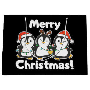 Penguin Christmas Animals Cute Penguins Large Gift Bag