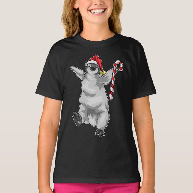 Penguin Christmas Candy cane T-Shirt (Front)