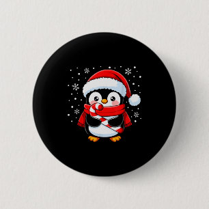 Penguin Christmas Candy Cane Winter Toddler Girl B 6 Cm Round Badge