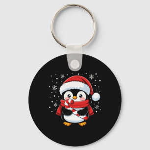 Penguin Christmas Candy Cane Winter Toddler Girl B Key Ring