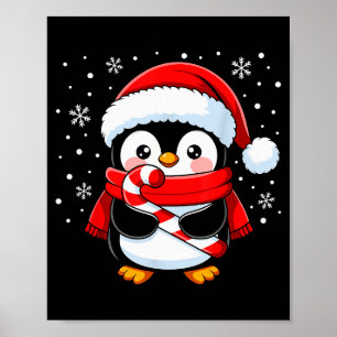 Penguin Christmas Candy Cane Winter Toddler Girl B Poster