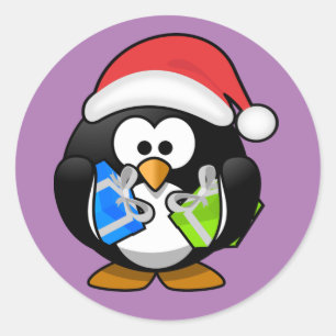 Penguin Christmas Classic Round Sticker