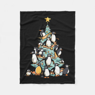 Penguin Christmas Day Ice Bird Animal Santa Claus Fleece Blanket