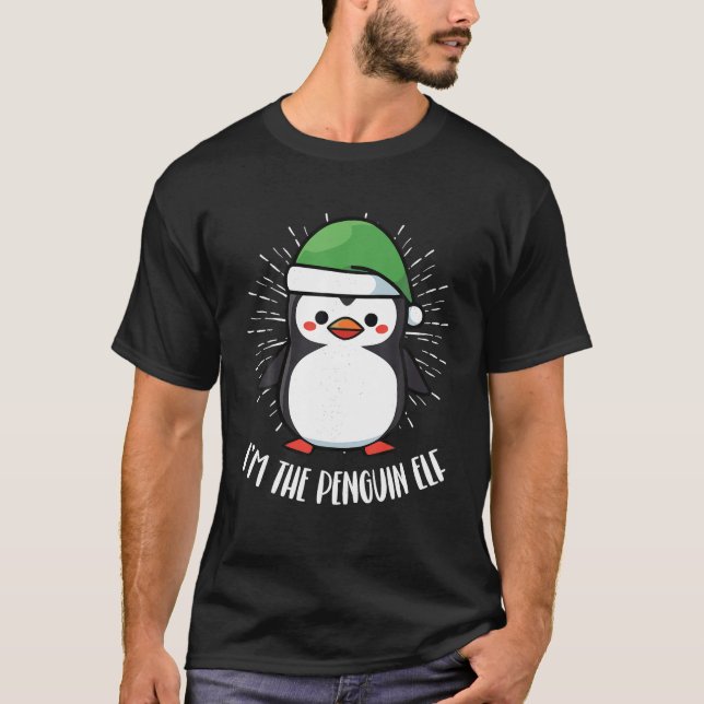 Penguin Christmas Day Ice Bird Animal Santa Claus  T-Shirt (Front)