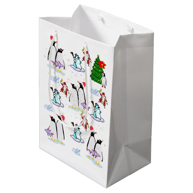 Penguin Christmas Gift Bags (Back Angled)