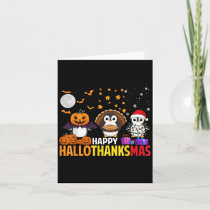 Penguin Christmas Halloween Costume Happy Hallotha Card