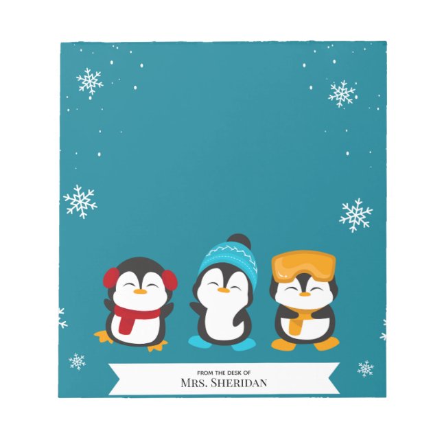 Penguin Christmas Holiday From The Desk Of Notepad (Front)