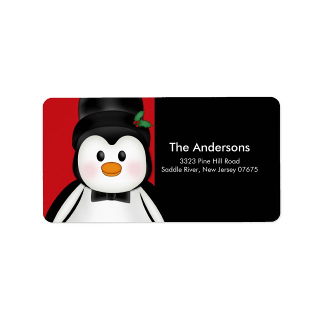 Penguin Christmas Holiday Return Address Label (Front)