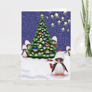 Penguin Christmas Paradise Art Custom Holiday Card