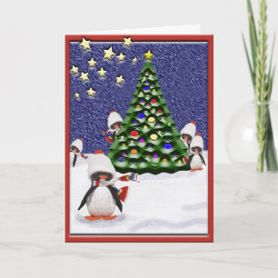 Penguin Christmas Paradise Art Custom Holiday Card