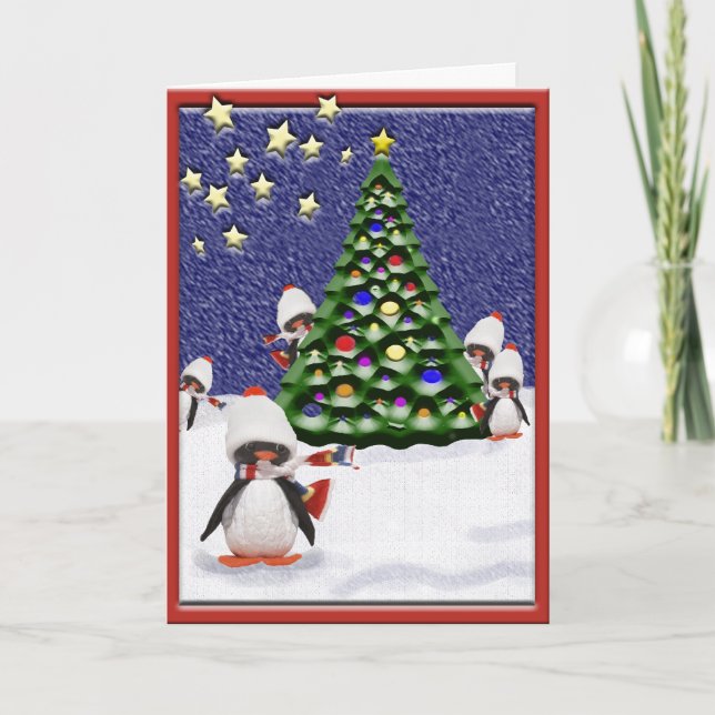 Penguin Christmas Paradise Art Custom  Holiday Card (Front)