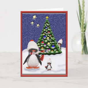 Penguin Christmas Paradise Art Custom Holiday Card