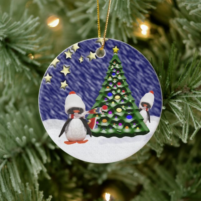 Penguin Christmas Paradise Ceramic Tree Decoration (Tree)