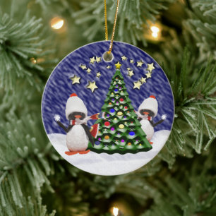 Penguin Christmas Paradise Ceramic Tree Decoration