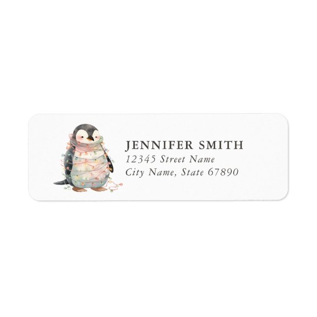 Penguin Christmas Return Address Labels (Front)