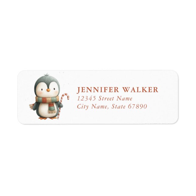Penguin Christmas Return Address Labels (Front)