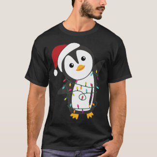 Penguin Christmas Santa Clauses Fairy Lights Pengu T-Shirt