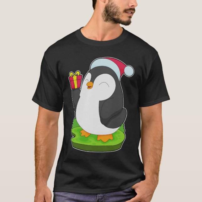 Penguin Christmas Santa hat T-Shirt (Front)
